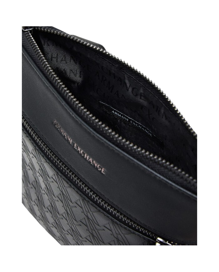 Borsello Armani Exchange Uomo Embossed A X Logo Leather Black
