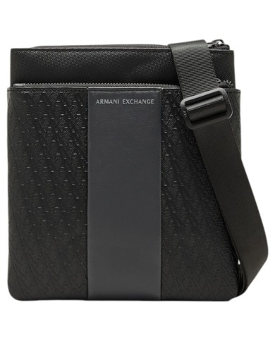 Borsello Armani Exchange Uomo Line Logo Leather Black Grey