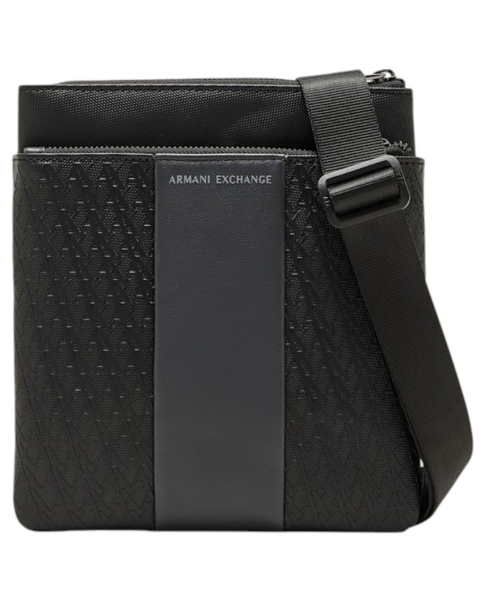 Borsello Armani Exchange Uomo Line Logo Leather Black Grey