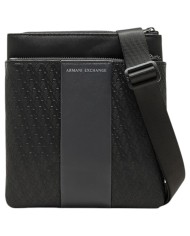 Borsello Armani Exchange Uomo Line Logo Leather Black Grey