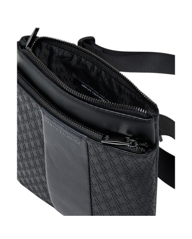 Borsello Armani Exchange Uomo Line Logo Leather Black Grey