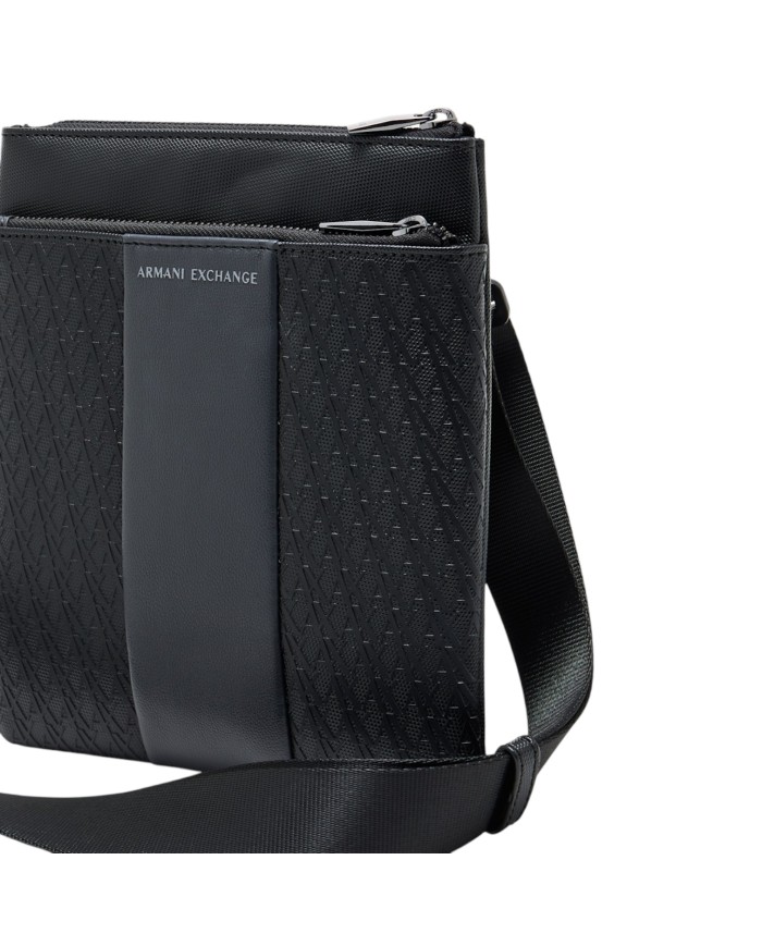 Borsello Armani Exchange Uomo Line Logo Leather Black Grey