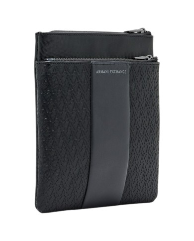 Borsello Armani Exchange Uomo Line Logo Leather Black Grey