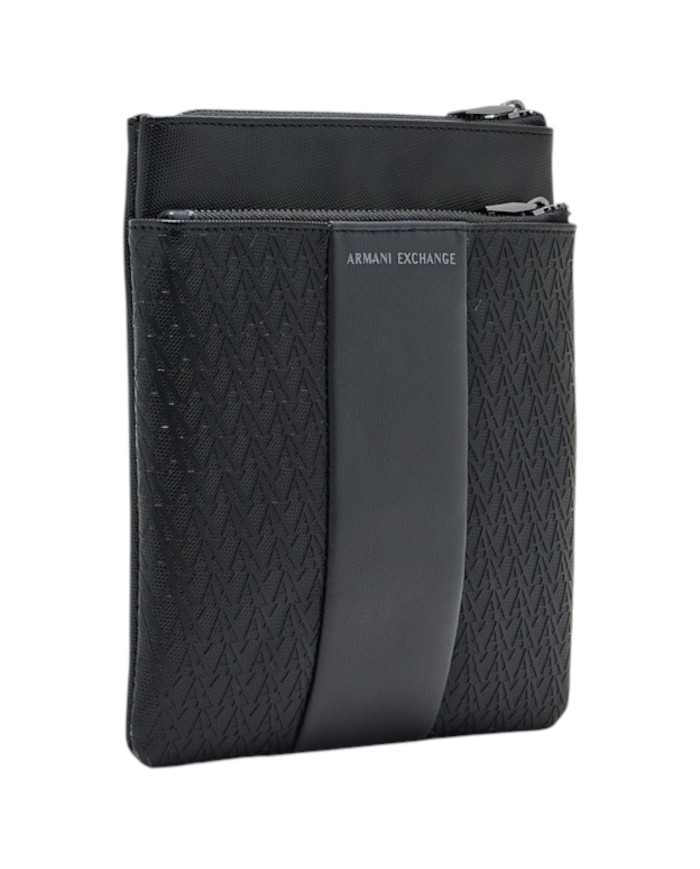 Borsello Armani Exchange Uomo Line Logo Leather Black Grey