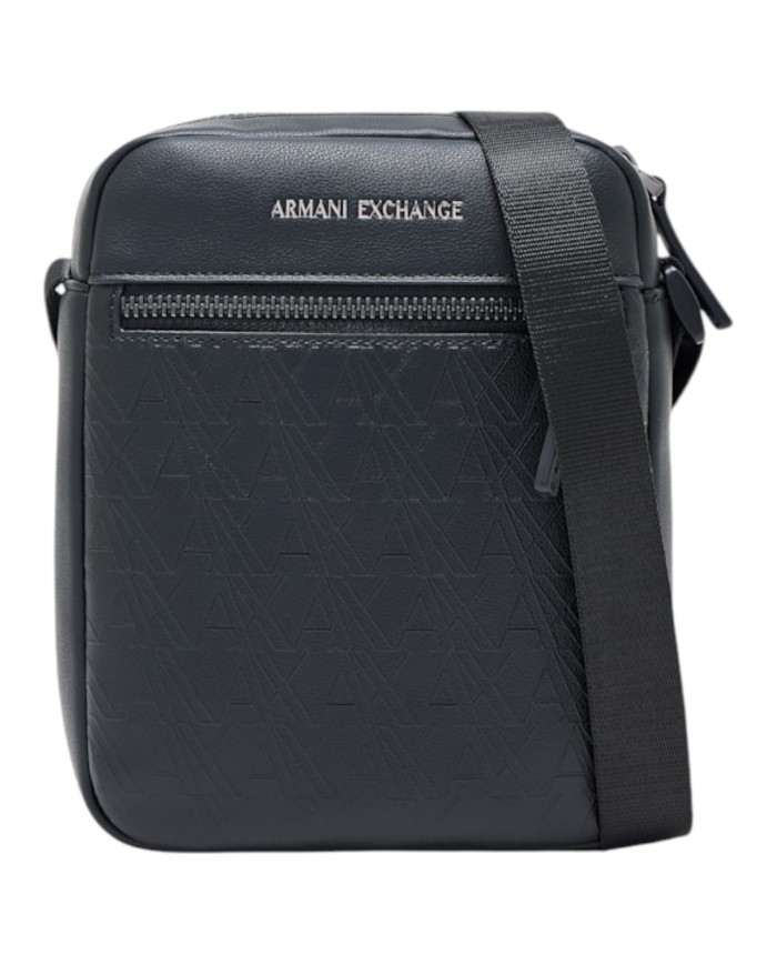 Borsello Armani Exchange Uomo Embossed A X Logo Leather Black