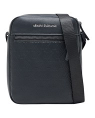 Borsello Armani Exchange Uomo Embossed A X Logo Leather Black