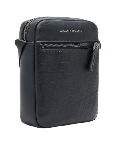 Borsello Armani Exchange Uomo Embossed A X Logo Leather Black