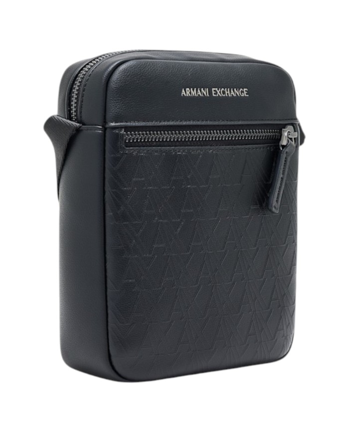 Borsello Armani Exchange Uomo Embossed A X Logo Leather Black
