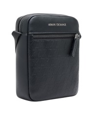 Borsello Armani Exchange Uomo Embossed A X Logo Leather Black