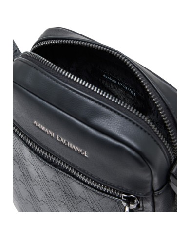 Borsello Armani Exchange Uomo Embossed A X Logo Leather Black