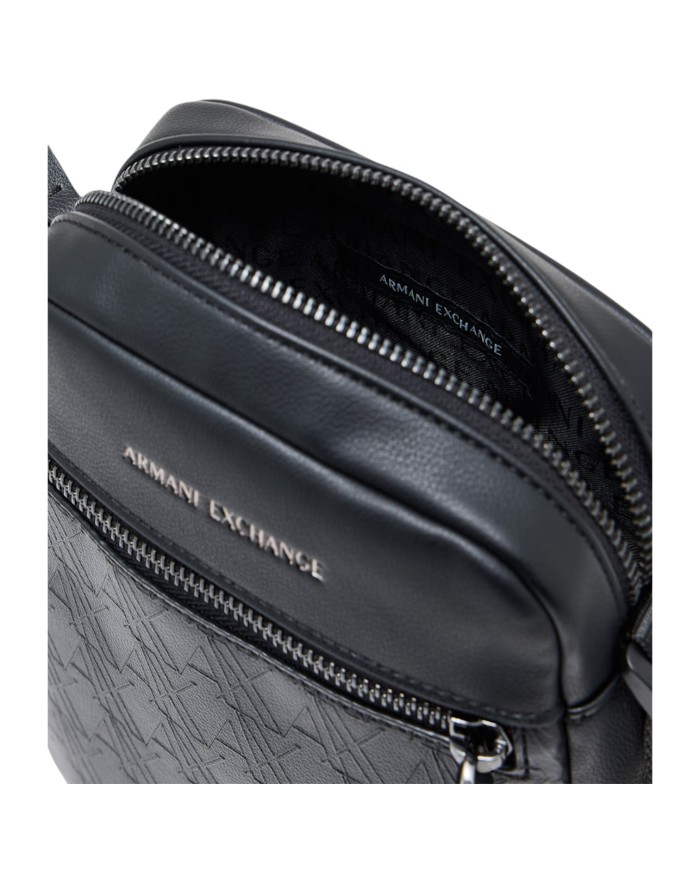 Borsello Armani Exchange Uomo Embossed A X Logo Leather Black