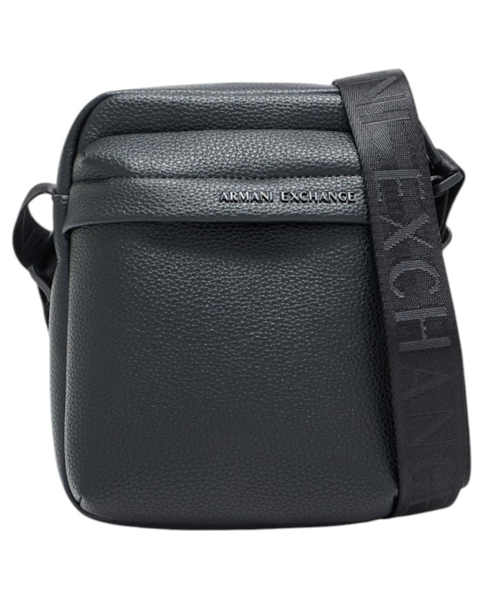 Borsello Armani Exchange Uomo Embossed A X Logo Leather Black