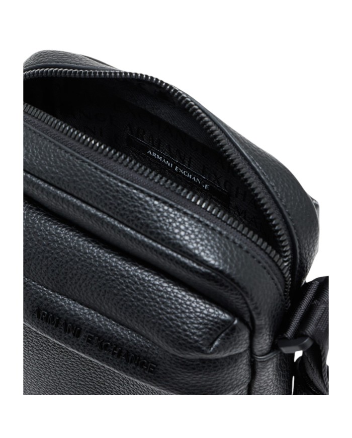 Borsello Armani Exchange Uomo Embossed A X Logo Leather Black