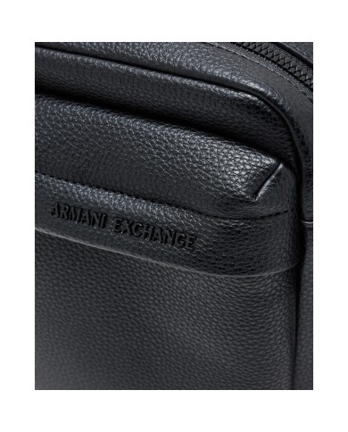 Borsello Armani Exchange Uomo Embossed A X Logo Leather Black