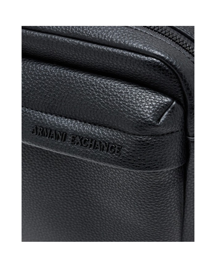 Borsello Armani Exchange Uomo Embossed A X Logo Leather Black