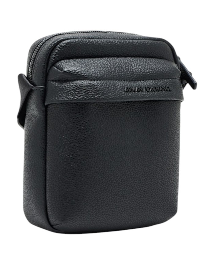 Borsello Armani Exchange Uomo Embossed A X Logo Leather Black