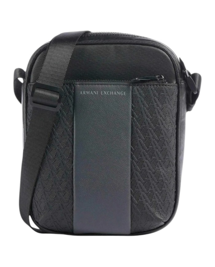 Borsello Armani Exchange Uomo Embossed A X Logo Leather Black Grey