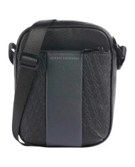 Borsello Armani Exchange Uomo Embossed A X Logo Leather Black Grey