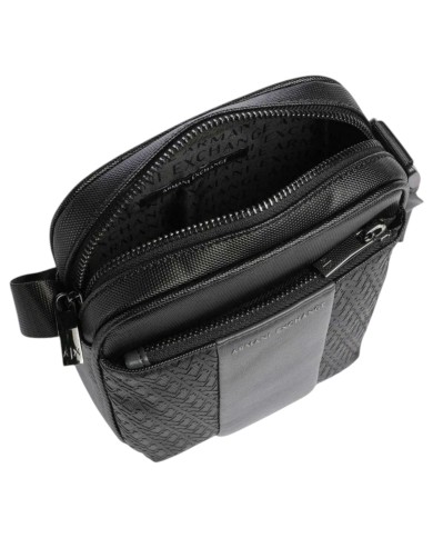 Borsello Armani Exchange Uomo Embossed A X Logo Leather Black Grey