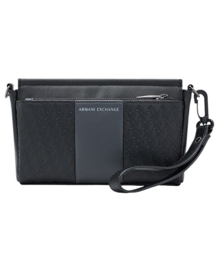 Pochette Armani Exchange Uomo Embossed A X Logo Leather Black Grey