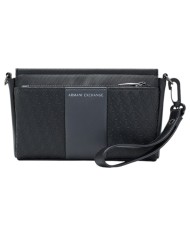 Pochette Armani Exchange Uomo Embossed A X Logo Leather Black Grey