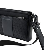 Pochette Armani Exchange Uomo Embossed A X Logo Leather Black Grey