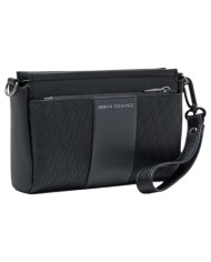 Pochette Armani Exchange Uomo Embossed A X Logo Leather Black Grey