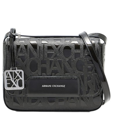 Tracolla Armani Exchange Donna Embossed Logo Leather Black