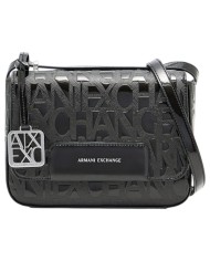 Tracolla Armani Exchange Donna Embossed Logo Leather Black