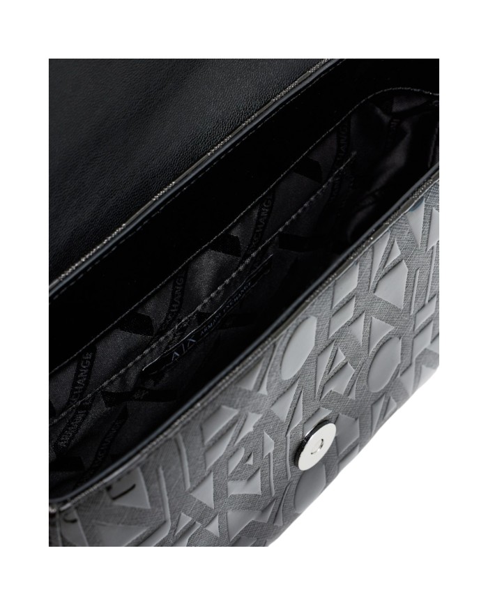 Tracolla Armani Exchange Donna Embossed Logo Leather Black