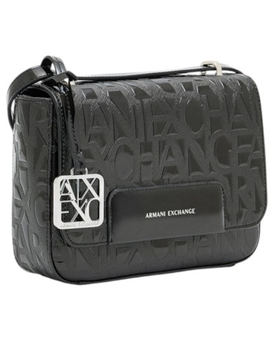 Tracolla Armani Exchange Donna Embossed Logo Leather Black