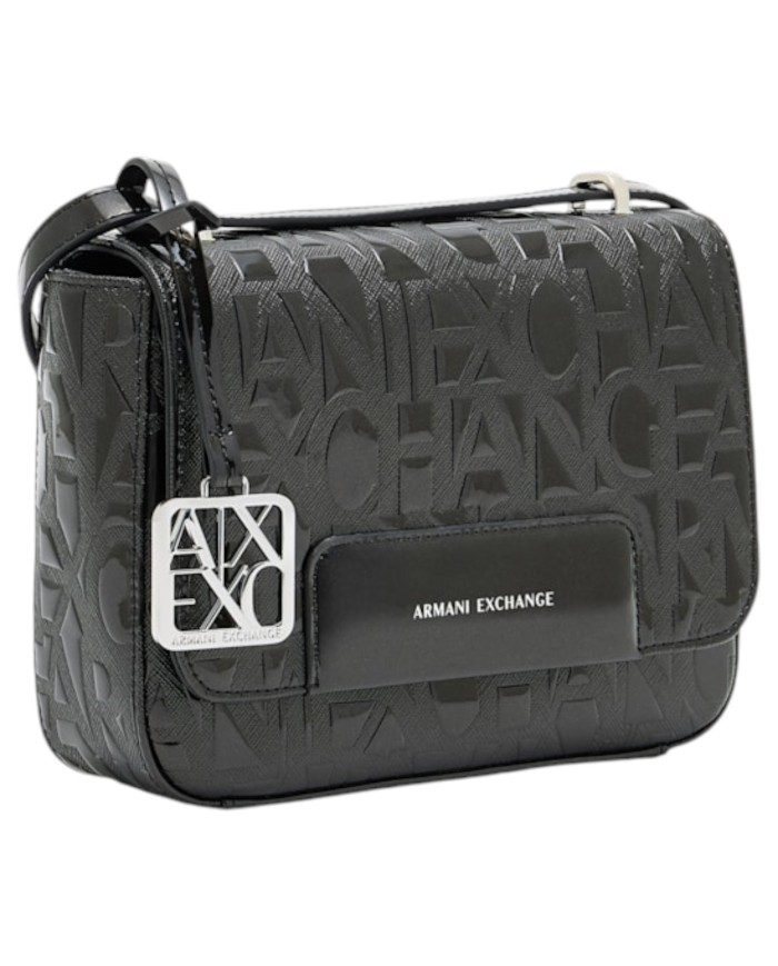 Tracolla Armani Exchange Donna Embossed Logo Leather Black
