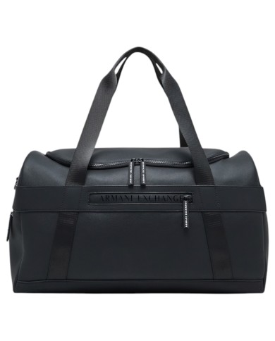 Borsone Armani Exchange Uomo Con Tracolla Line Logo Leather Black