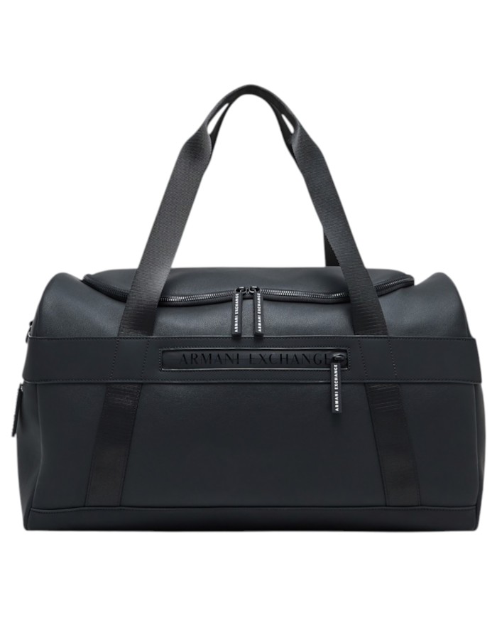 Borsone Armani Exchange Uomo Con Tracolla Line Logo Leather Black