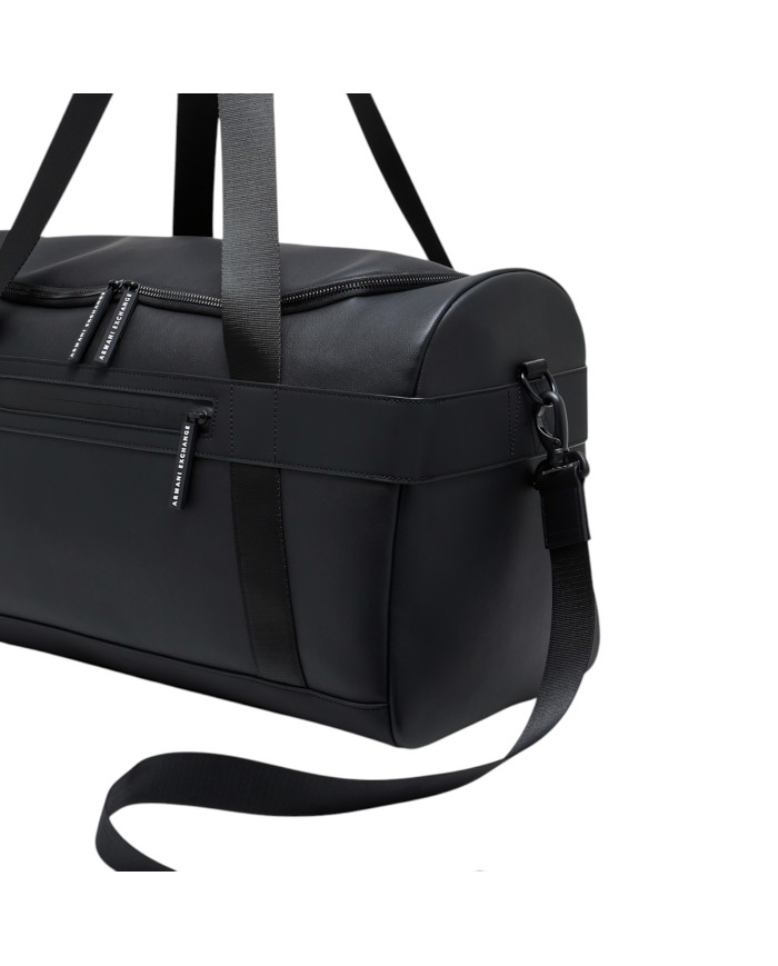 Borsone Armani Exchange Uomo Con Tracolla Line Logo Leather Black