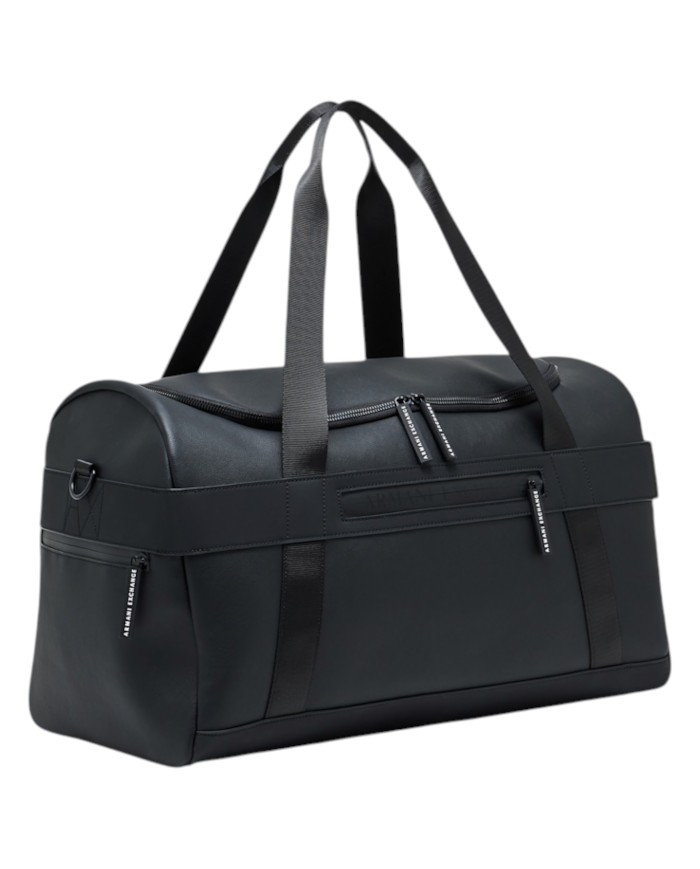 Borsone Armani Exchange Uomo Con Tracolla Line Logo Leather Black