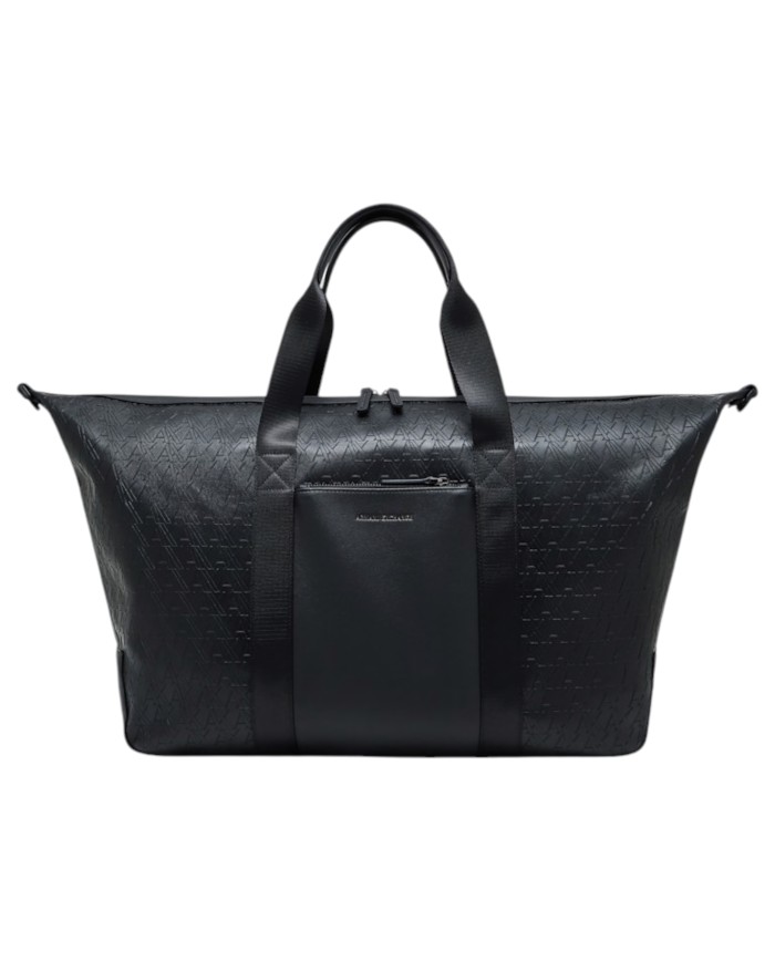 Borsone Armani Exchange Uomo Con Tracolla A X Embossed Logo Leather Black