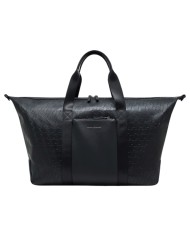 Borsone Armani Exchange Uomo Con Tracolla A X Embossed Logo Leather Black