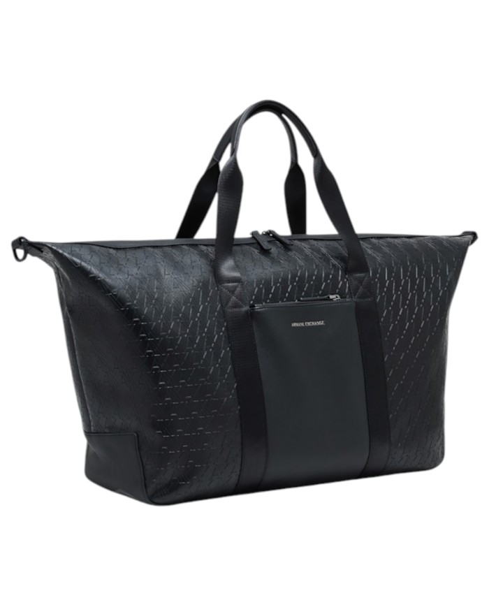 Borsone Armani Exchange Uomo Con Tracolla A X Embossed Logo Leather Black