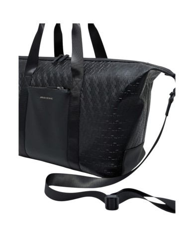 Borsone Armani Exchange Uomo Con Tracolla A X Embossed Logo Leather Black