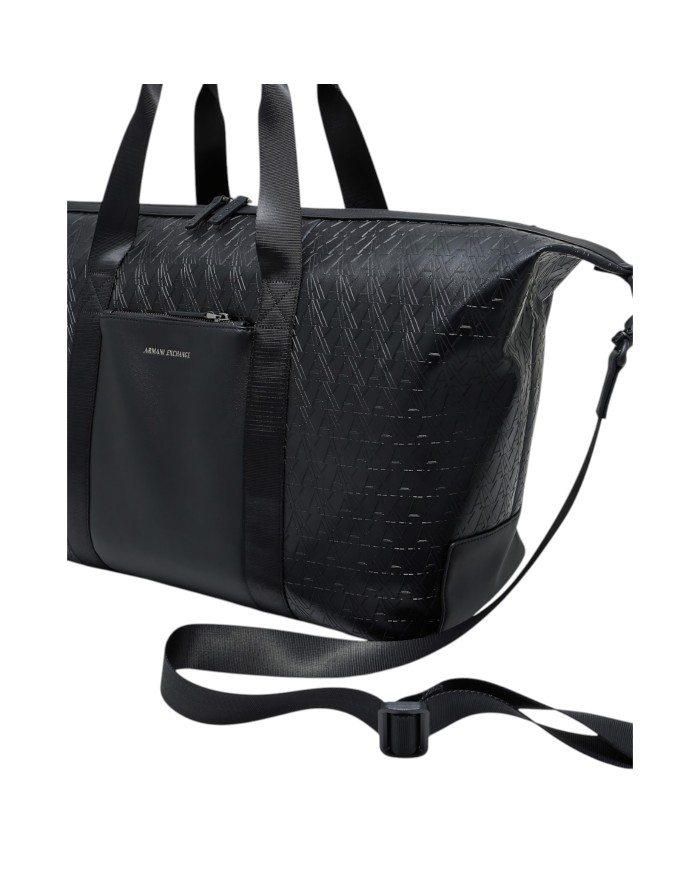 Borsone Armani Exchange Uomo Con Tracolla A X Embossed Logo Leather Black