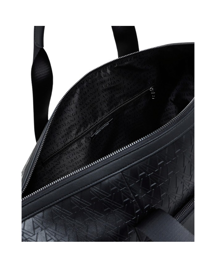Borsone Armani Exchange Uomo Con Tracolla A X Embossed Logo Leather Black