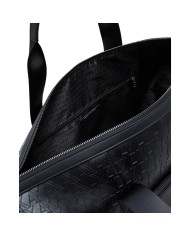 Borsone Armani Exchange Uomo Con Tracolla A X Embossed Logo Leather Black