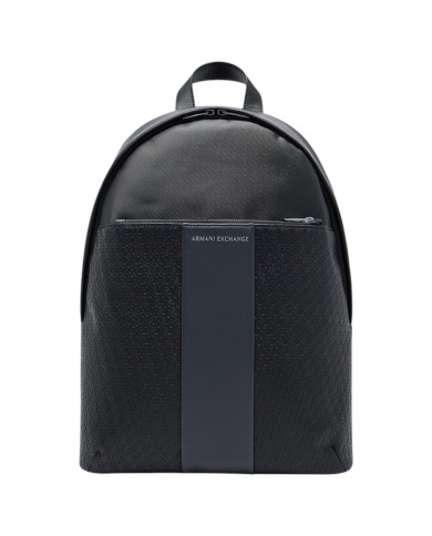 Zaino Armani Exchange Uomo Backpack A X Embossed Logo Leather Black Grey