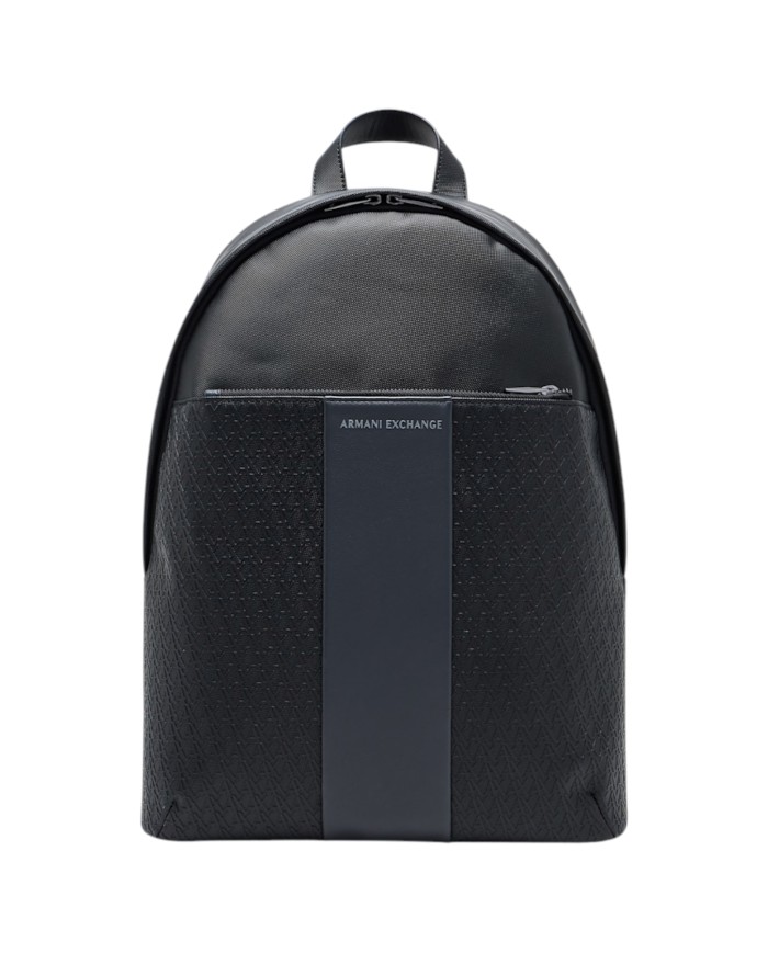 Zaino Armani Exchange Uomo Backpack A X Embossed Logo Leather Black Grey