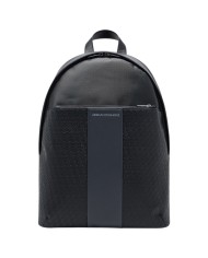 Zaino Armani Exchange Uomo Backpack A X Embossed Logo Leather Black Grey
