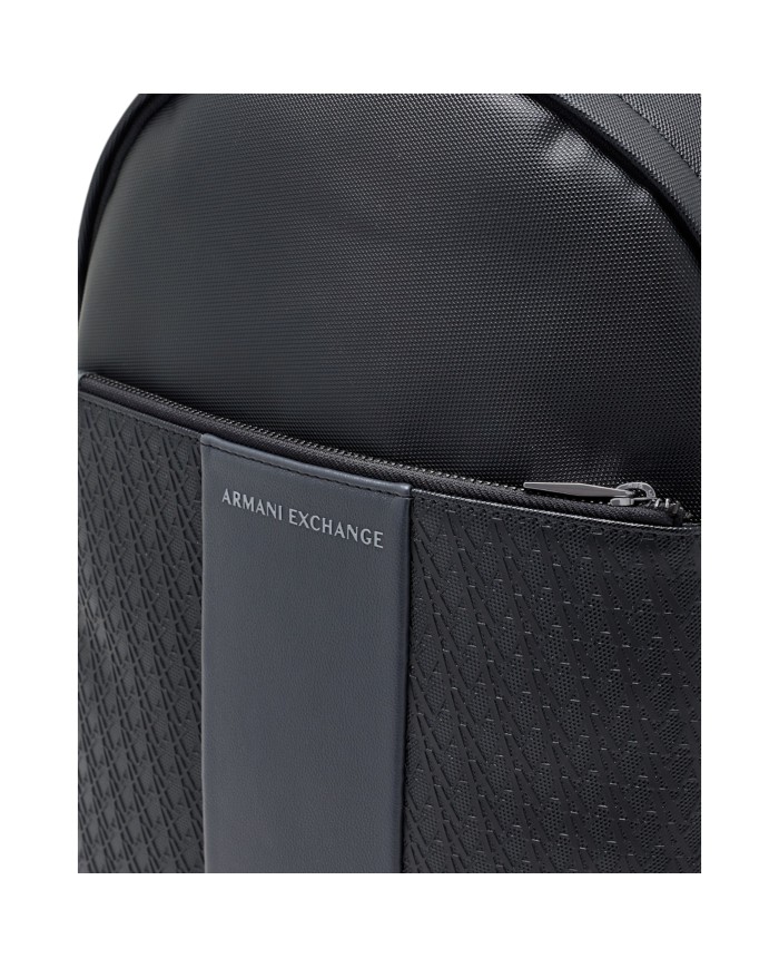 Zaino Armani Exchange Uomo Backpack A X Embossed Logo Leather Black Grey