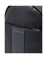 Zaino Armani Exchange Uomo Backpack A X Embossed Logo Leather Black Grey