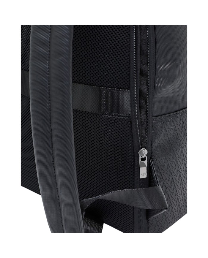 Zaino Armani Exchange Uomo Backpack A X Embossed Logo Leather Black Grey