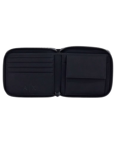 Portafoglio Armani Exchange Uomo Zip Around Leather Black